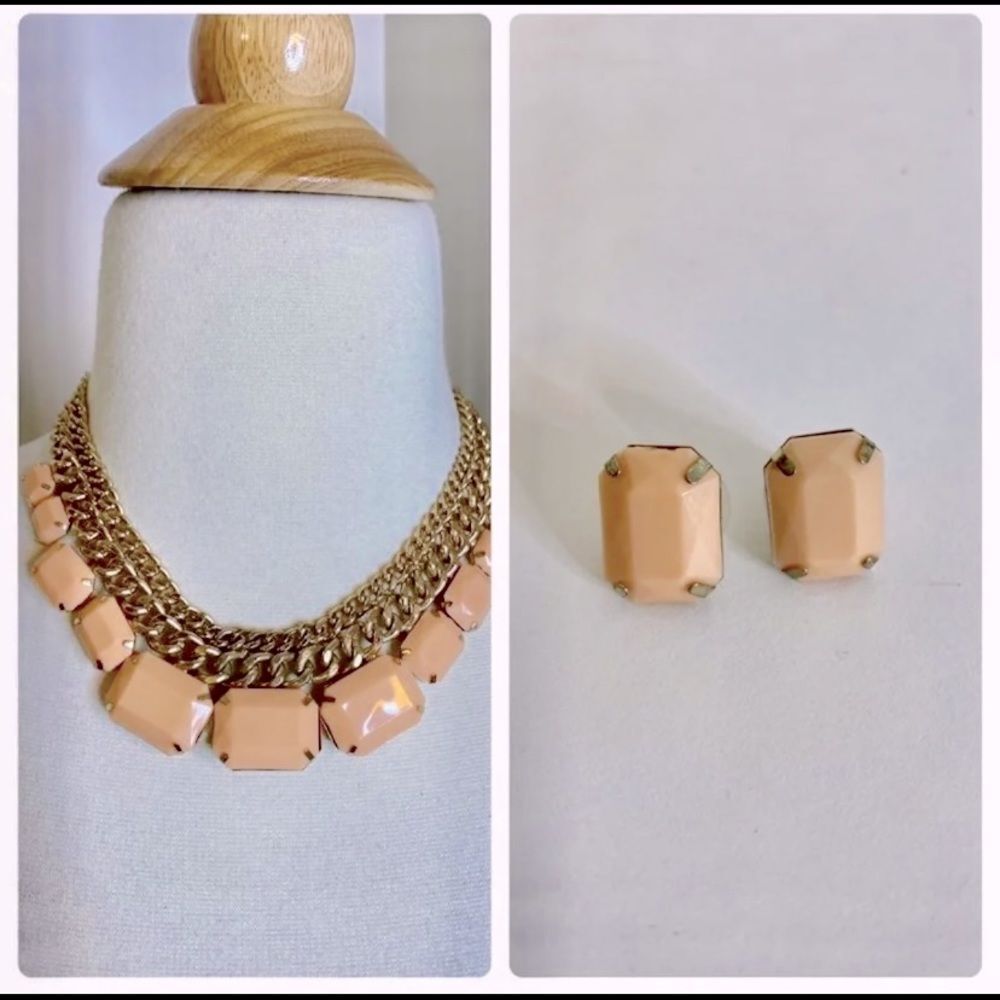 Matte Gem Necklace and Earring Set